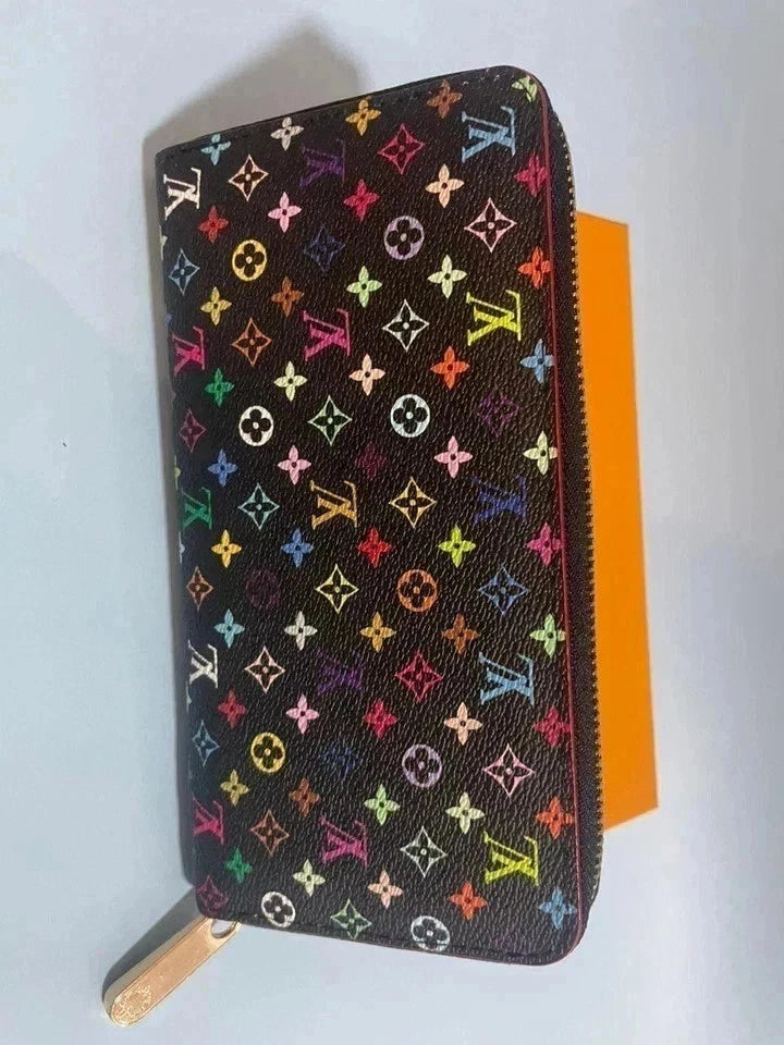 Louis Vuitton Monogram Multicolor Zippy Zip Around Long Wallet Black