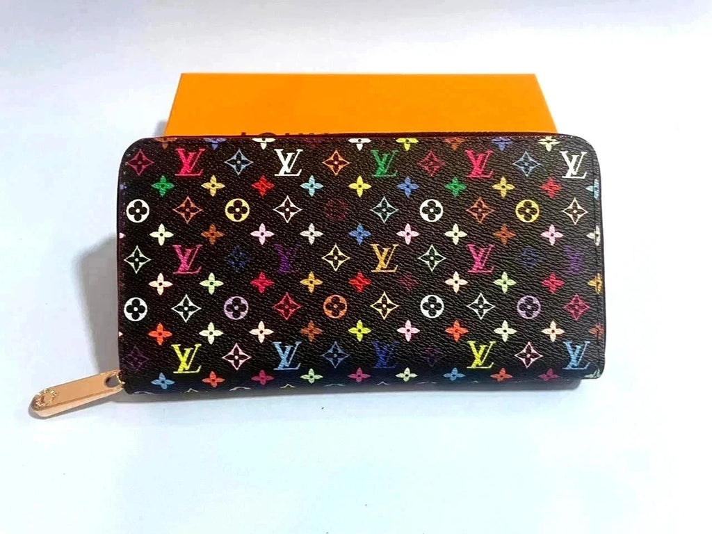 Louis Vuitton Monogram Multicolor Zippy Zip Around Long Wallet Black