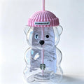 Starbucks Bearista Pink Bear Glass Tumbler 20oz 591ml with Straw