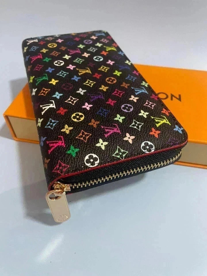 Louis Vuitton Monogram Multicolor Zippy Zip Around Long Wallet Black